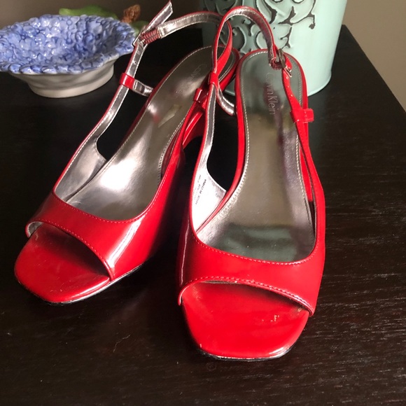 Calvin Klein Malini Wedges Red Size 6.5 - Picture 2 of 9